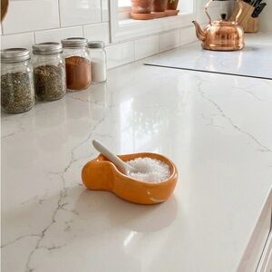 Handmade Goldfish Ceramic Salt Cellar Dish with Mini Spoon